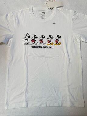 Uniqlo White Mickey Mouse Tee